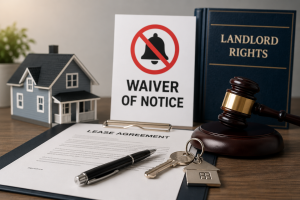 Image of lease agreement, with warning about waiver of notice, which can be included in some states to waive notice requirements before an eviction.