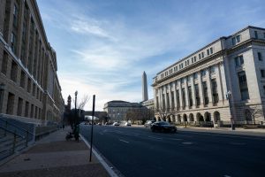 Image of Washington, DC buildings, the site of the federal trade commission, which is considering a new rule on deceptive rental fees.
